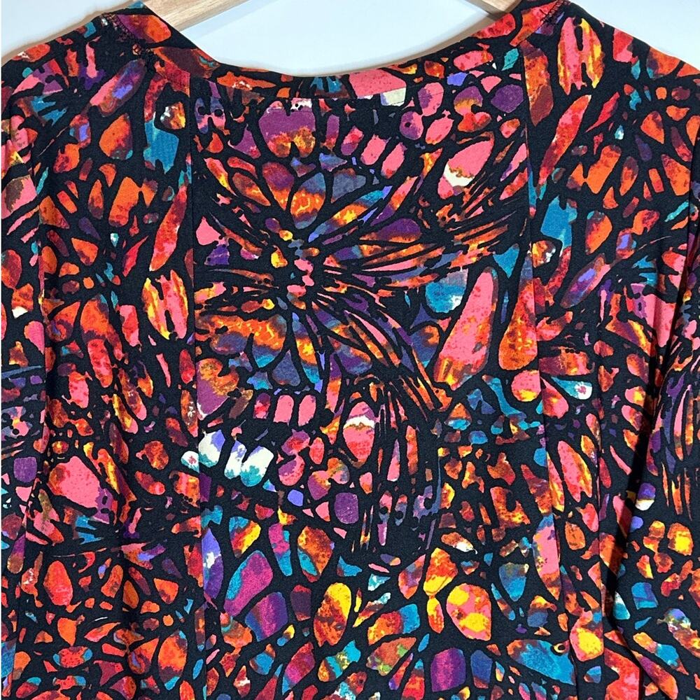 Attitudes by Renee Como Jersey Multicolor Abstract Stained Glass Tunic Top 1X - Picture 6 of 11